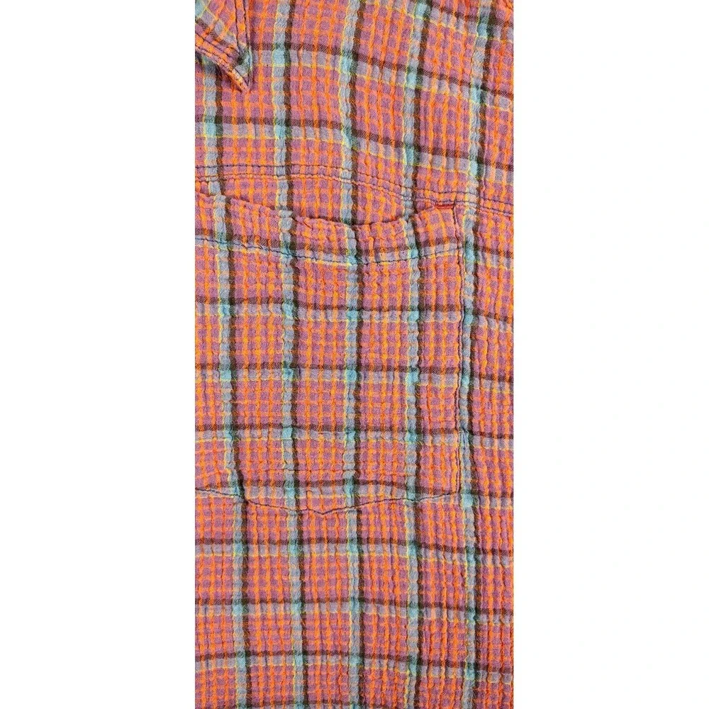 Free People We the Free Cardiff Plaid Top Oversized Boho Grunge Size Medium - Picture 3 of 10